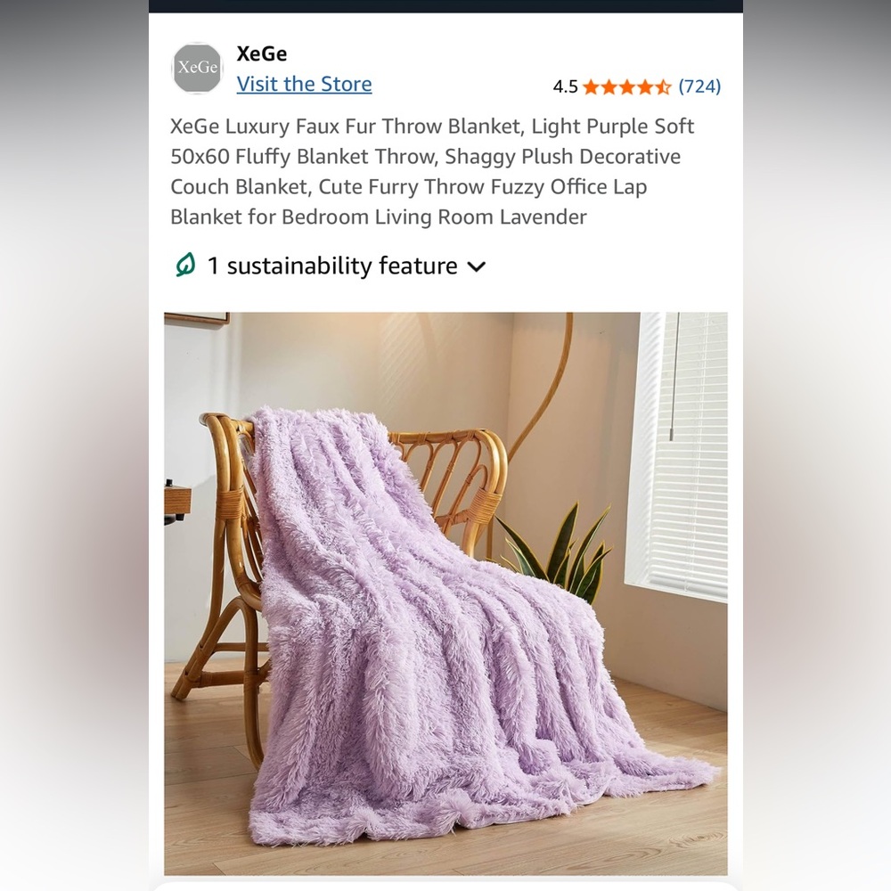 Luxury Faux Fur Throw Blanket - Light Purple